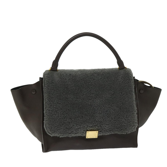 CELINE Trapeze Hand Bag Leather 2way Brown Auth hk1137 - Picture 13 of 16